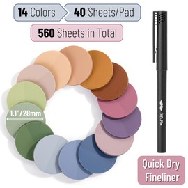 Mr. Pen- Round Transparent Sticky Notes, 1.1” Diameter, 14 Pads, 560 Sheets, Colorful, Water-Resistant See-Through Sticky Notes & Fineliner, Smooth Writing, Note Tabs for Bible Journaling, Studying