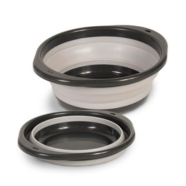 Glad Large Mixing Bowl Collapsible - 5.5L | Foldable Plastic & Rubber Container with Handles for Baking | Dishwasher Safe Kitchen Supplies and RV Essentials Gray