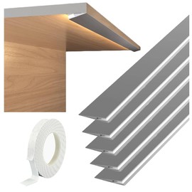 DGLILUAN 5 Pack LED Aluminum Channel Profile Under Cabinet, Self Adhesive Ultra Thin Invisible Lights Profile for Wardrobe Collection Cabinet Kitchen Shelf Workbench, No Light Strip (Grey, 39.3inch)