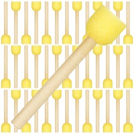 Outus 40 Pieces Round Sponge Foam Brush Set Paint Sponge Daubers with Wooden Handle Foam Stencil Brush Painting Tools for Painting Crafts