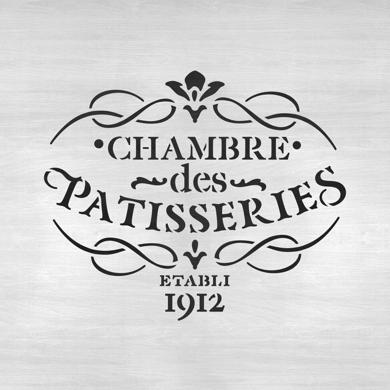 French Label Chambre des Patisseries Stencil Template for Walls and