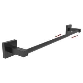 RUACQ Adjustable Towel Bar 13.7 to 24 inch,Square Base Single Towel Racks for Bathroom,Stainless Steel Towel Holder Wall Mounted,Sturdy and Rustproof(Matte Black)