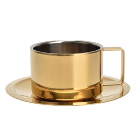 Coffee Cup Gold Fashionable Design Wearable Convenient Practical Stainless Steel Saucer for Home