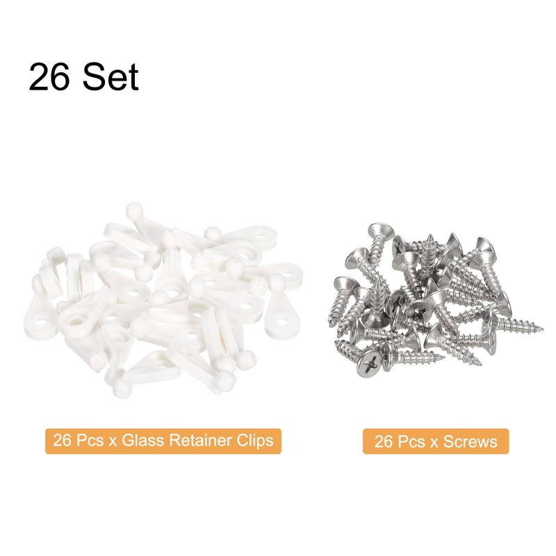 uxcell 26Sets Glass Retainer Clips Kit with Screw, 25mm Plastic