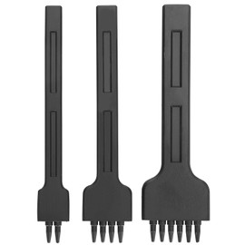 3Pcs 4mm Spacing Prong Chisel Black Alloy Steel 2/4/6 Teeth for Round Hole DIY Leather Punching