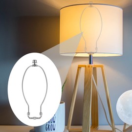 2 Pcs 10Inch Lamp Shade Harp Holders Detachable Lamp Shade Bracket Heavy Duty DIY Lighting Accessories for Floor Lamps and Table finials Bracket Light Fitting (Nickel)