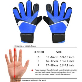 Kids Soccer Goalie Gloves, Goalie Gloves Kids, Goalie Gloves for Youth, Anti-Slip Kids Goalkeeper Gloves Equipment, Full Finger Breathable Mesh Protect Children Hand Soccer Gloves (Blue, 5)