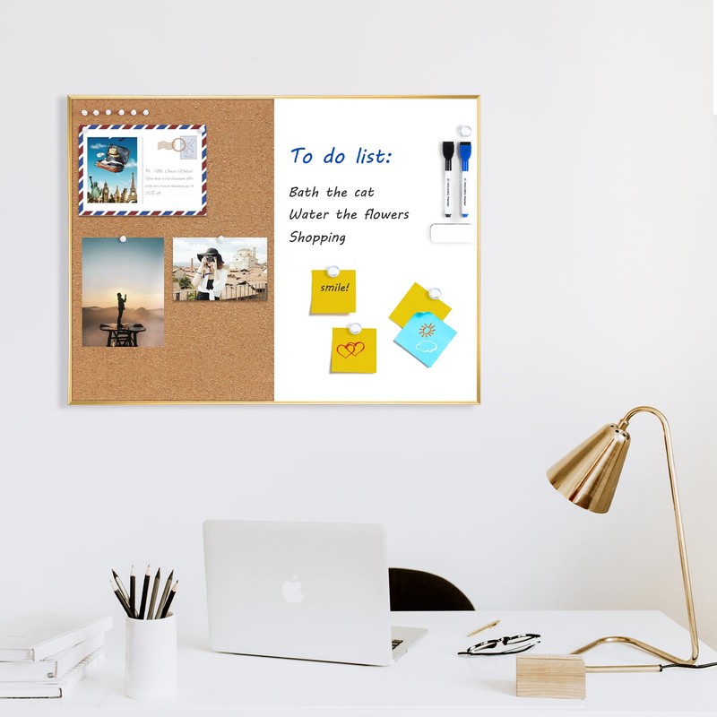 ARCOBIS Cork Board White Board Combo, 24 x 18 Inch