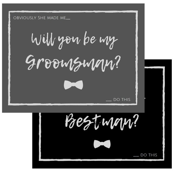Elcer Will You Be My Groomsman? Will You Be My Best Man? Proposal Cards with Envelopes 10 pack | Groomsmen, Wedding Party Proposal Black and Dark Grey Vintage Rustic Premium Card stock