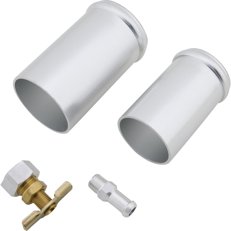 Aluminum Radiator Weld-On Inlet/Outlet Neck Kit w/Petcock