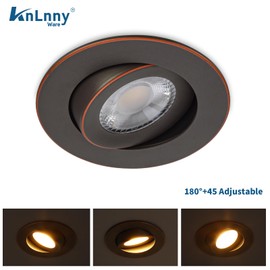 KnLnny Ware Oil Rubbed Bronze Recessed Lighting 4 Inch 6 Pack,Gimbal Led Lights with Junction Box,5CCT Selectable,9W 750LM,Dimmable