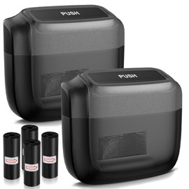 OUDEW 2 Packs Car Trash Can with Lid，Built-in Storage Garbage Bag，Leakproof Vehicle Trash，Car Accessories for Interior,Mini Garbage Bin for Automotive, Office, Kitchen,Bedroom，with 30pcs Trash Bags