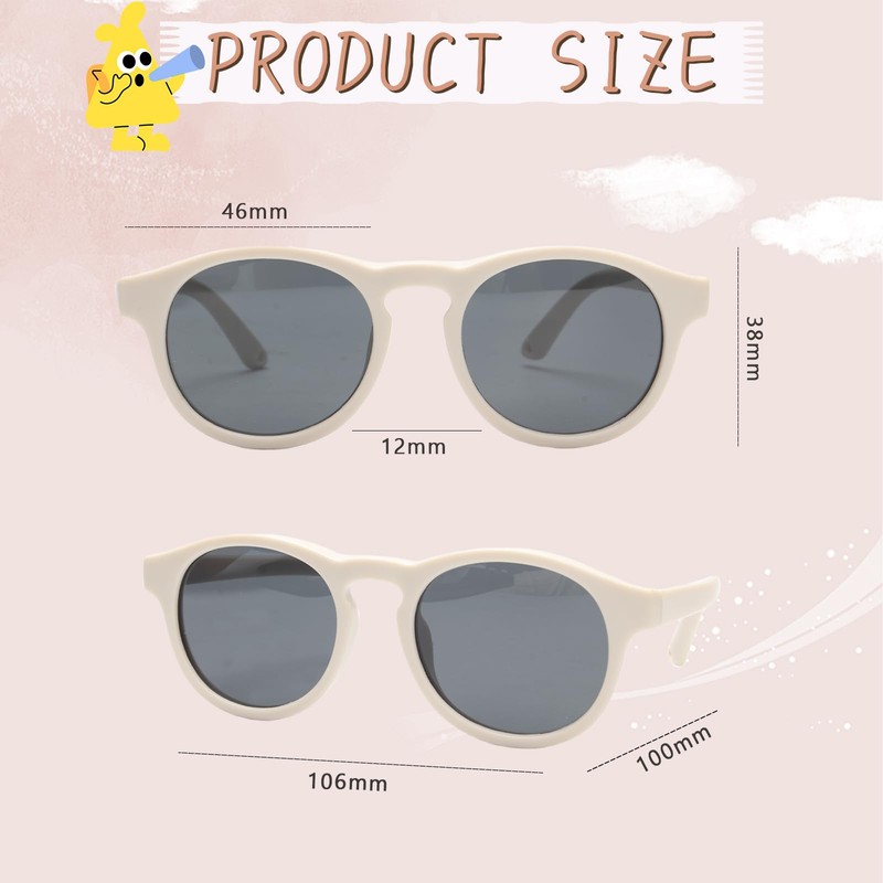 2 Pack Baby Sunglasses UV400 Protection Toddler Sunglasses Adjustable Infant
