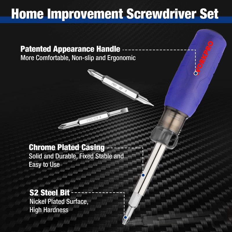 WORKPRO Multi Screwdriver Set 2 Pieces, 6-in-1 Convertible Screwdriver and