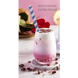 Disposable Paper Straws, Pack of 100, Durable Drinking Straws (MULTI COLOUR, 8mm)