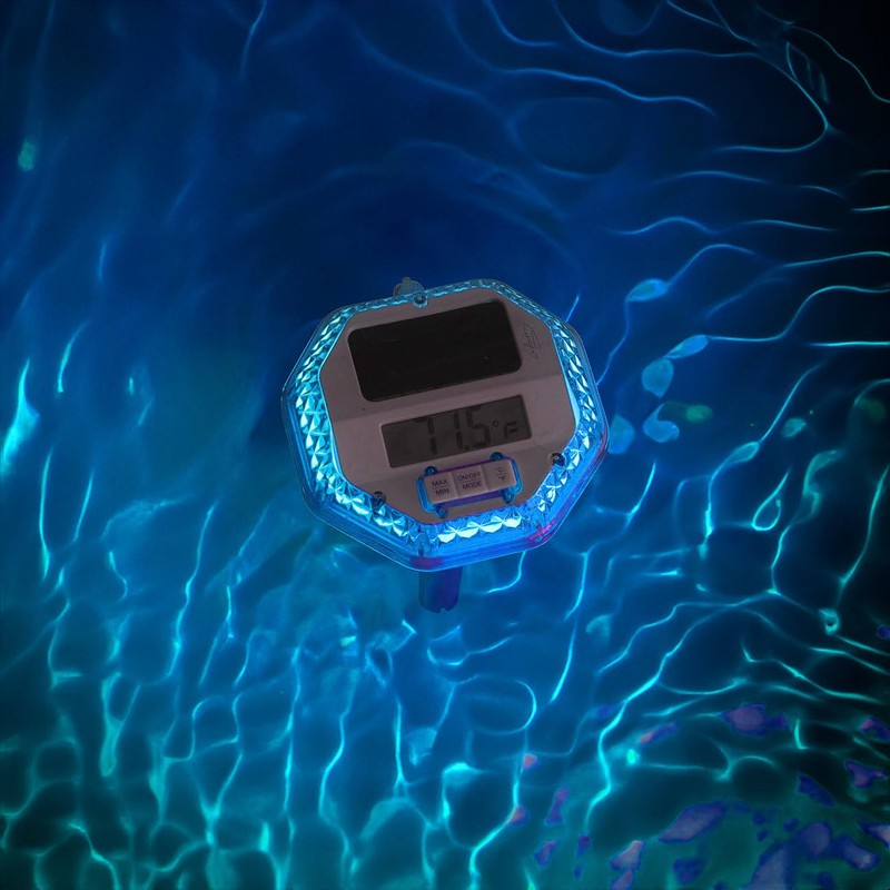 infactory Solar: Floating Pond & Pool Thermometer, RGB LEDs, LCD,