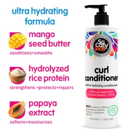 SO COZY SoCozy Curl Conditioner for Kids Curly Hair (16 Fl Oz Pump) Helps Soften Dry & Unruly Curls, Hair Conditioner & Detangler with Mango Seed Butter, Rice Protein & Papaya Extract, Paraben & Sulfate-Free