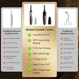 Heated Eyelash Curler Heated Lash Curler 24 Hours Long Lasting Electric Eyelash Curler Fast Heat Up Within 10s Heat Eye lash curlers for Women Rechargeable Type-C 4 Heating Modes