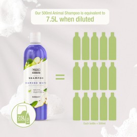 WAHL Diamond White Shampoo, Dog Shampoo, Shampoo for Pets, Natural Pet Friendly Formula, For White and Light Pet Coats, Ready-to-Use, Remove Dirt and Stains, Twin Pack
