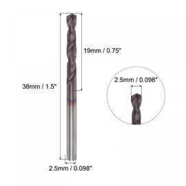 uxcell Carbide Twist Drill Bits 2.5mm, DIN K45 Tungsten Carbide AlTiSin Coated Jobber Drill Bits Straight Shank Drilling Cutter for Stainless Steel Alloy Steel