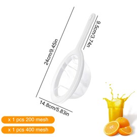 Bootoow Nylon Sieve Filter, 4 Pieces Kitchen Sieve Plastic, Sieve Kitchen Fine Sieve, Small Strainer Hair Sieve Kitchen Sieve Fine Sieve 400/200 Mesh Kitchen Sieve Plastic for Juice, Milk, Coffee