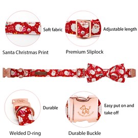 Elegant little tail Dog Collar, Christmas Dog Collar Santa Holiday Pet Collar Dog Bow Collar Pet Girl Boy Dog Collar for Large Dogs