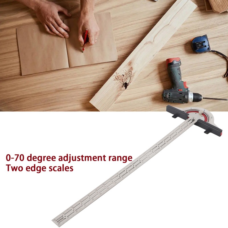 Edge Rule Protractor Aluminum Alloy T Square Woodworkers Edge Ruler