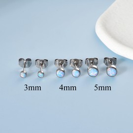Titanium Earrings Hypoallergenic Women Men Girls G23 Titanium Stud Earrings Small Opal Stud Earrings 3/4/5 mm, Titanium, No Gemstone