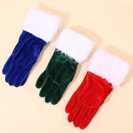 [Imported] Christmas Mittens - Cross-Border Christmas Party Decor, Short Style LF1590, Free Size Dark Green 4ea
