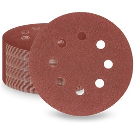LESNIC 125mm Sanding Discs 50 pcs, 60 Grit Sanding Sheets 5in 8 Holes Pads Hook and Loop for Orbit Orbital Sander and All Oscillating Tools