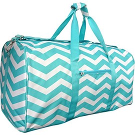 Chevron Zig Zag Print 22" Canvas Duffle Bag (Blue)