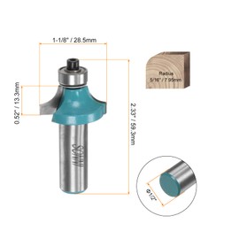 HARFINGTON Roundover Router Bit 1/2 Shank 5/16" Radius Carbide Tipped Edge Rounding Over Bit with Bearing Guide, Woodworking Milling Tool, Cyan