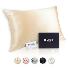 100% Pure Mulberry Silk Pillowcase For Youthful Skin and Hair, Luxurious 22 Momme 6A Grade Ultra Soft & Smooth Silk with Hidden Zipper & Premium Box For Gifting, Standard Size 50x75cm (Beige)