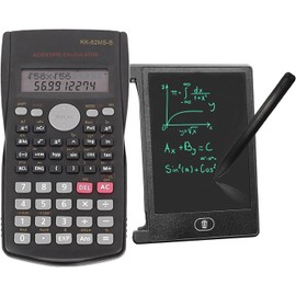 KK-82MS-B/KK-82MS-D Tragbarer wissenschaftlicher Taschenrechner für Ingenieurwesen mit 4,4 Zoll LCD, tragbarer professioneller Notepad-Rechner für Büro, Schule (Schwarz)