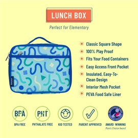 Wildkin Kids Insulated Lunch Box Bag for Boys & Girls, Reusable Kids Lunch Box is Perfect for Elementary, Ideal Size for Packing Hot or Cold Snacks for School & Travel Bento Bags (Confetti Blue)