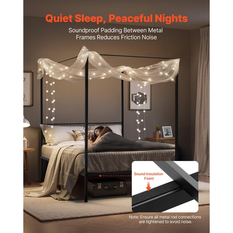 VEVOR Canopy Bed Frame Full Size, Metal Canopy Bed with