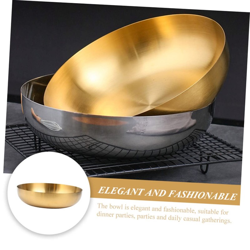 KICHOUSE Elegant 304 Stainless Steel Salad Bowl Mix Serve Fruit