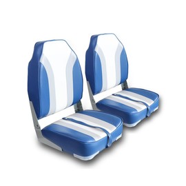 Vancus Fishing Boat Seat High Back with Backrest Folding Boat Chair Marine Bass Jon Boat Seats 2 Pack, White/Black