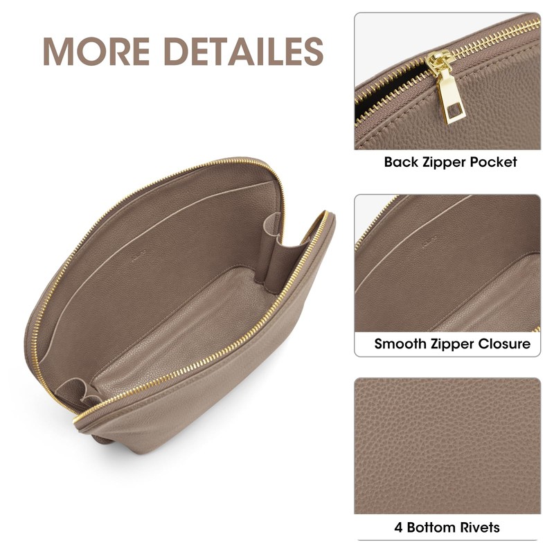 Kattee Leather Makeup Bag, Travel Cosmetic Bag Set, Toiletry bag