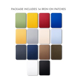 ZEFFFKA Premium Quality Fabric Iron-on Patches Inside & Outside Strongest Glue 100% Cotton Blue Gray Beige Brown Yellow Red Green Repair Decorating Kit 14 Pieces Size 3" by 4-1/4" (7.5 cm x 10.5 cm)