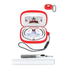 generic Silicone Case Compatible with Cleer Arc 3(2024) with Keychain,Cleaning Kit and Lanyard, Soft Protective Shockproof Cover Open AI Wireless Earbuds for Cleer Arc 3-Red