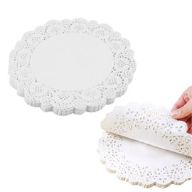 White Paper Doilies - 6 Inch Round Lace Paper Doilies - for Food,Cakes, Desserts, Crafts, and Table Decorations, Pack of 100