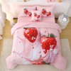 JQinHome Twin Strawberry Comforter Sets for Girls Kids Teens,6 Piece