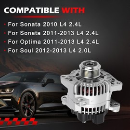 11491 Alternator for Sonata 2010 L4 2.4L, for Sonata 2011-2013 L4 2.4L, for Optima 2011-2013 L4 2.4L, Replace OE TG11C087, 373002G150, 373002G400
