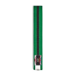 Playwell Martial Arts Cotton Coloured Belt With Black Stripe Grading Belt - (Karate, Judo Taekwondo) (Green Belt with Black Stripe, 220cm)