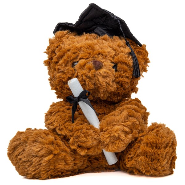 KINREX Graduation Teddy Bear – Soft Fluffy Brown Stuffed Animal Plush with Graduation Cap, Gifts for Boys, Girls, Adults, College Graduate, Preschool, Measures 11.81” – 30 cm.