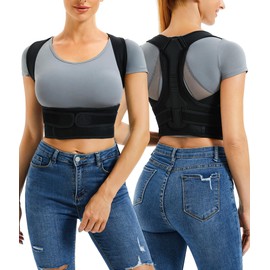 Junlan Posture Corrector Shoulders Orthopedic Lumbar for Men and Women Straight Support for Straight Back and Stretching Shoulder Strap (Black, M-L)