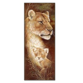 ParNarZar 5D Diamond Painting Lion and Lion Boy 35 x 95 cm Whole Picture Glued 5D Round Stones Rhinestone Crystal Painting Cross Stitch Kit Crafts for Decoration