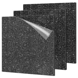Adrattnay Black Glitter Acrylic Sheets 1/8" Thick, 3Pcs 8 x 8in Cast Acrylic Sheet 3 mm for Laser Cutting, Glitter Acrylic Sheet for Signs, Pet Tag, DIY Craft Decoration Laser Engraving Blank Material