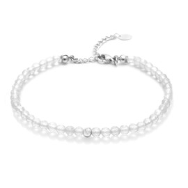 BERGERLIN Genuine Natural Stone Bead Bracelet with 925 Sterling Silver Pearl or Gold-Plated Pearl - with Clasp and Certification of Authenticity, Pearl